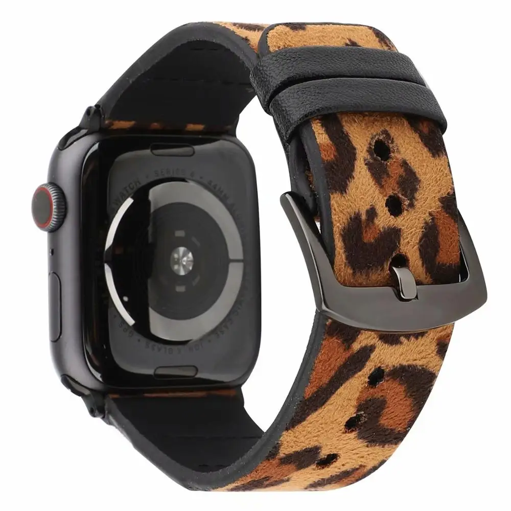 For Apple Watch 38mm 40mm Genuine Leather Band Leopard iwatch Wrist