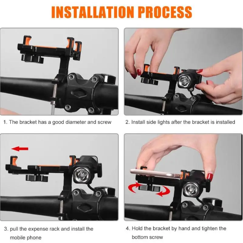 Велосипедный держатель для телефона универсальная мотоциклетная подставка для руля gps кронштейн с лампой для наружного велосипедного оборудования