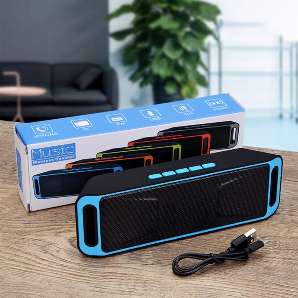 Portable Bluetooth Speaker wireless mini Speaker Amplifier Stereo Subwoofer Speaker TF USB FM Radio Built-in Mic Dual Bass SP208