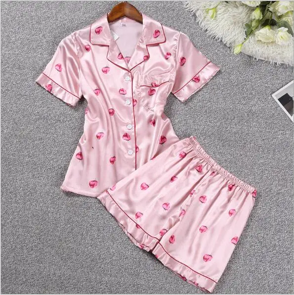 pink Fdfklak летние пижамы Mujer женские пижамы пижамные шорты комплект одежды для сна женское нижнее белье домашняя одежда женские ночные костюмы Q1196 - Цвет: pink
