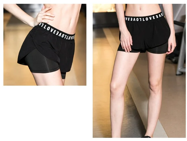 Quick Dry Two in One Running Yoga Work Out Short with Compression Tights Breathable Running Shorts