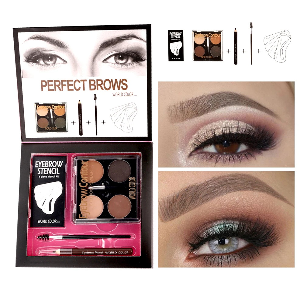 

Eyebrow Makeup Set Include Eyebrow Contour Powder Palette/Eye Brow Pencil/ Eyebrows Stencil Kit/ Brows Brush Eyes Make up Tool