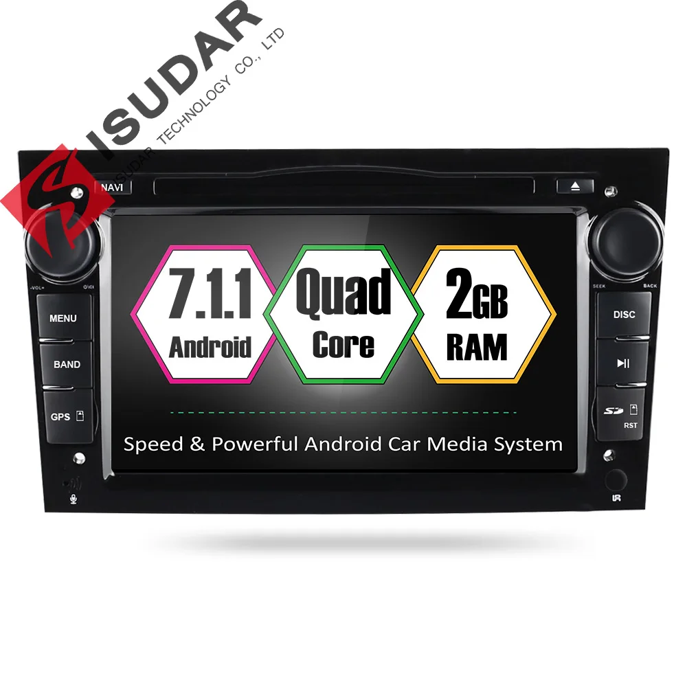 Isudar font b Car b font Multimedia player GPS Android 7 1 1 2 Din For