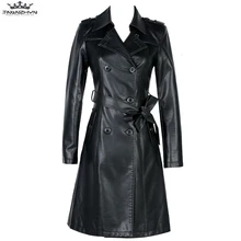 Tnlnzhyn осень-зима Для женщин пальто из ПУ Для женщин s двубортный Кожаные куртки пальто из искусственной кожи; большие Размеры M-5XL Y609