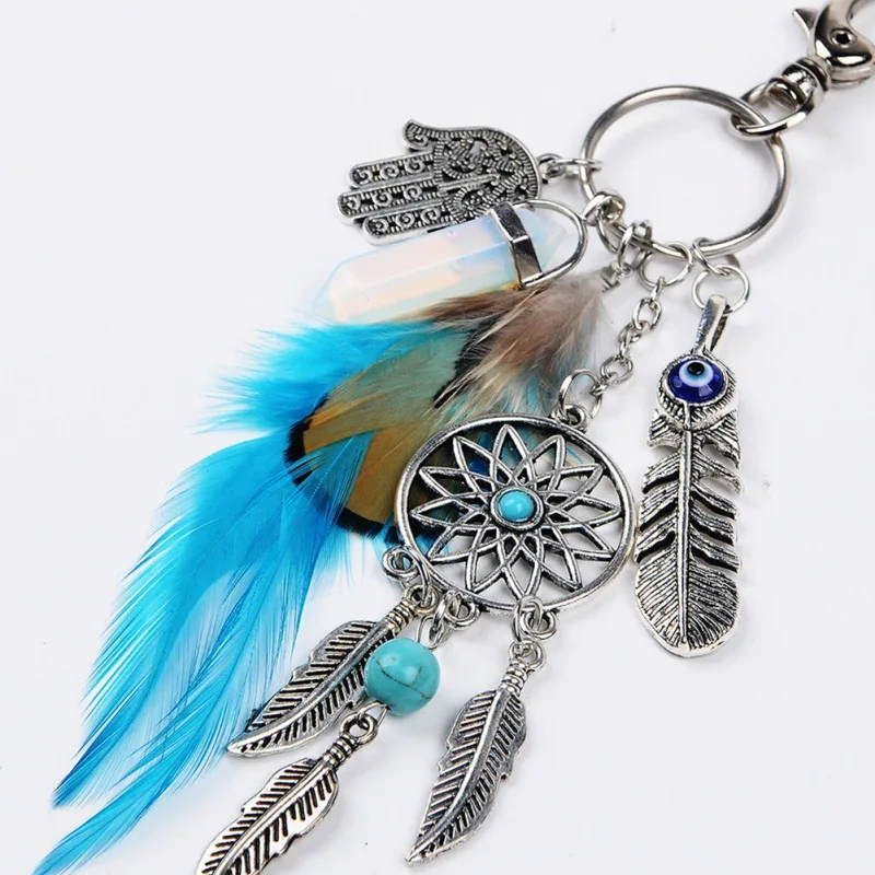 Dream Catcher Simple Fashion With Green Beads Key Ring Buckle Pendant