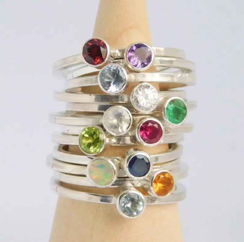 

Birthstone ring Mom birthstone ring Gemstone Stacking Ring Personalised ring Birthday ring gift for her