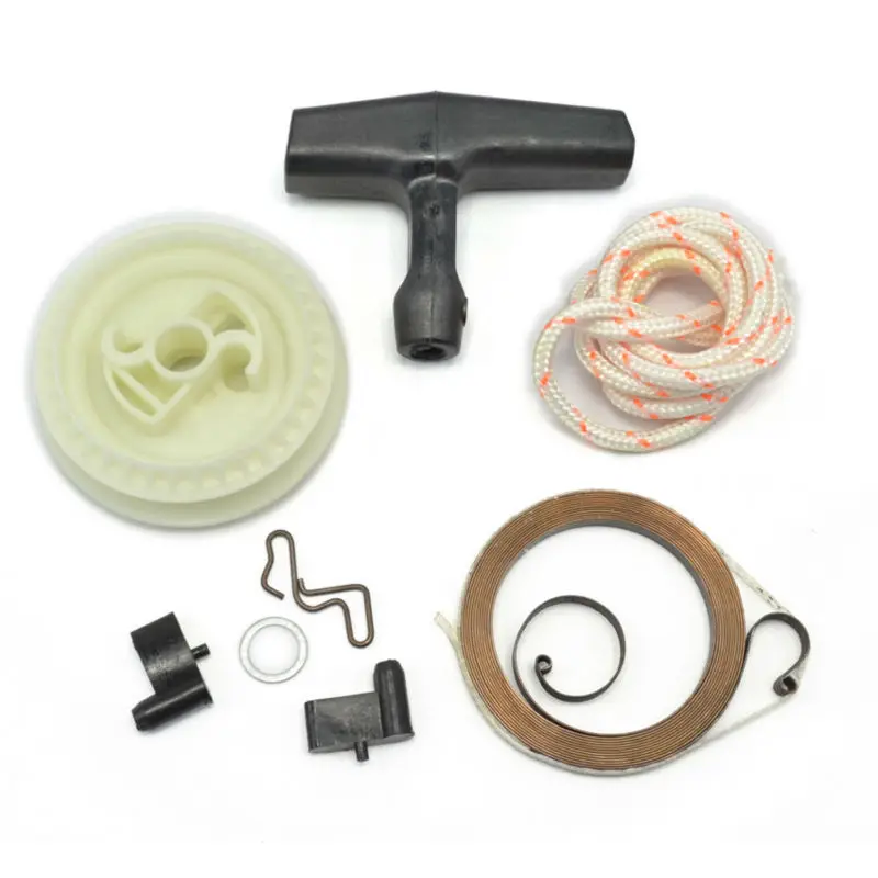 Chainsaw Starter Grip Rope Rotor Pulley Rewind Spring Pawl Set for