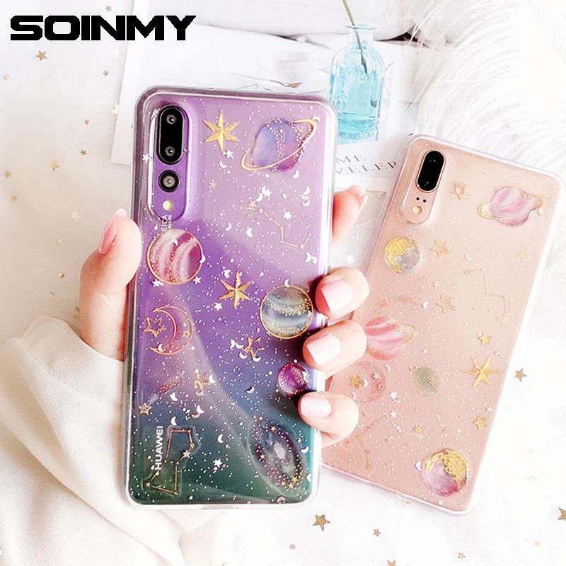 Soinmy Honor 8x роскошный блестящий чехол Space Star для Huawei mate 20 lite силиконовый прозрачный