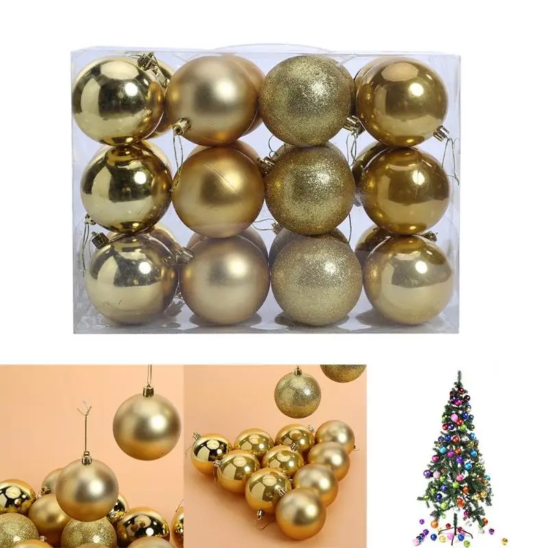 

Decorative ball plastic Christmas ball bright dumb powder pearl ball mix 24