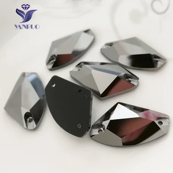 

YANRUO 3256 Galactic Jet Hematite AAAAA Quality Loose Rhinestones Sew On Stones Fatback Sewing Glass For Jewelry Craft