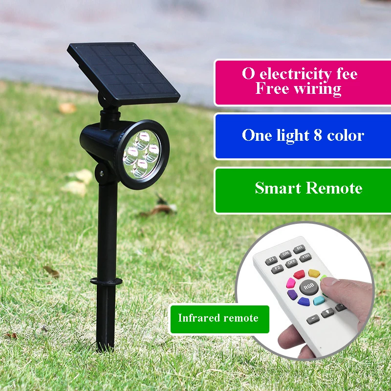 

Multifunction Solar IP65 RGB Lawn Lights Spotlight Flower Garden Flood Light Insert Villa Landscape Decorative Lighting