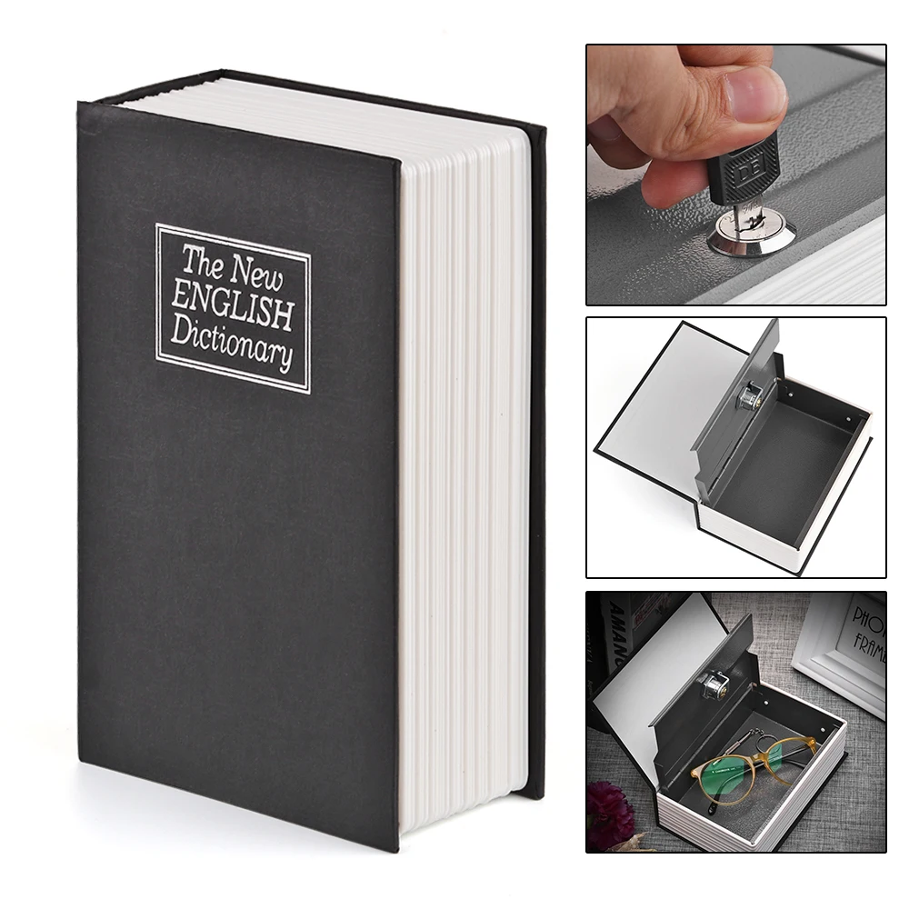 Эмуляционная книга Strongbox с ключом наличные монеты Сейф депозит коробка для хранения мелочей мини-ребенок копилка
