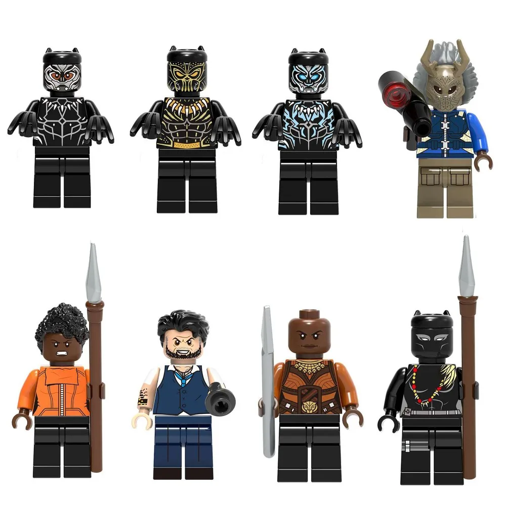 

8PCS/LOT Super Heroes Legoing Building Block Black Panther Okoye Action Figures Compatible LegoINGlys Bricks For Children Toys
