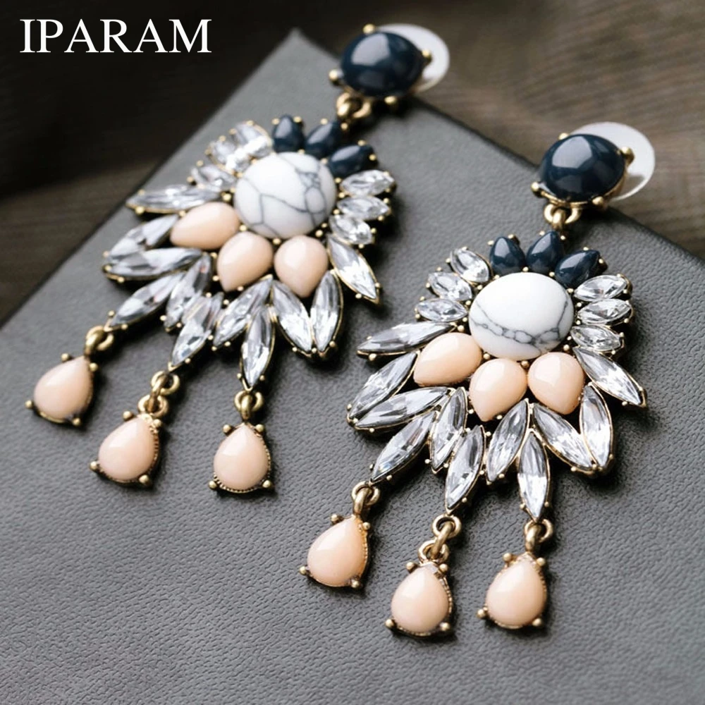 

IPARAM Good Quality NEW 2019 Classic Jewelry Exaggerated Rhinestone Crystal Long Earring For Women Statement Earrings Gift