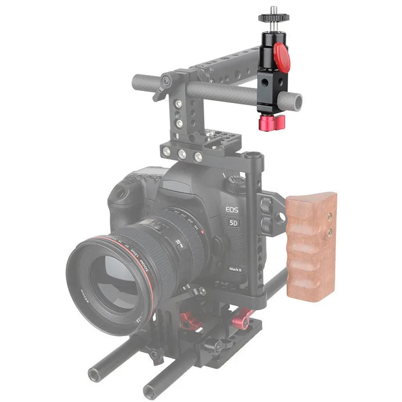 CAMVATE Tripod Mount 15mm Rod Clamp+Ball Head 360 Swivel 14 Thread For Camera Monitor Photographic Studio Accessories C1410 (2)