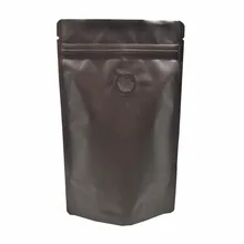 Stand Up Self Sealable Zipper Closure Coffee Beans Packing Bag with Valve Pure Aluminum Foil Heat Seal Zip Lock Pouch Packages