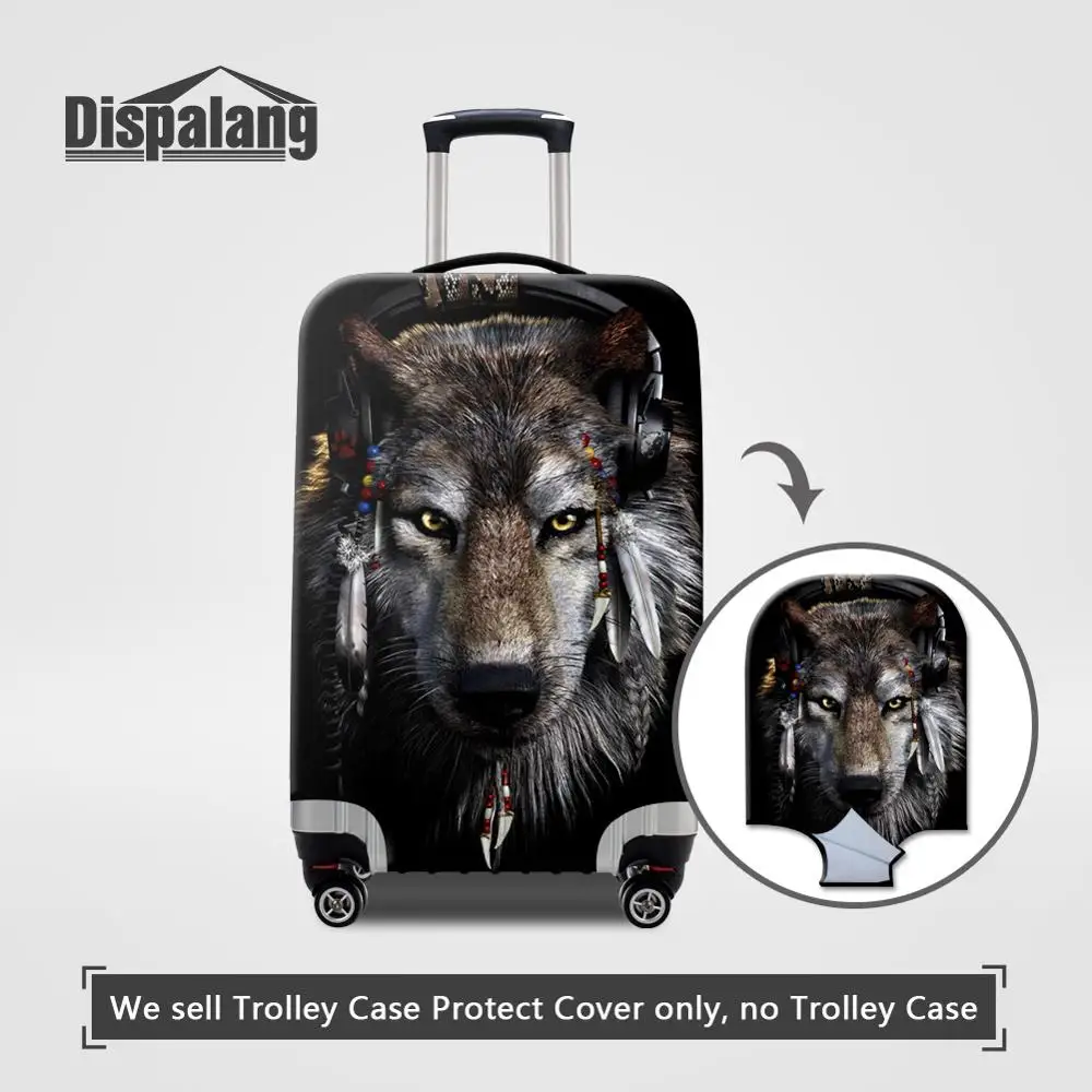 Dispalang Дорожный чемодан на колесиках волк животное печать чемодан защитный чехол для 18-30 дюймов багажник чехол - Цвет: Серый