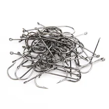 50 unids 1 # de acero al carbono de sharp púas anzuelos de pesca trolling aparejos de pesca negro anzuelos jig ea14
