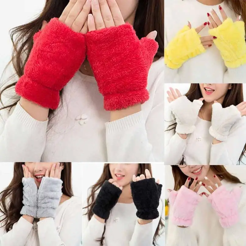 

MUQGEW Fancinating Women Girl Faux Rabbit Fur Wrist Fingerless Hand Winter Gloves Warmer High Quality Gorgeous Gloves Mittens