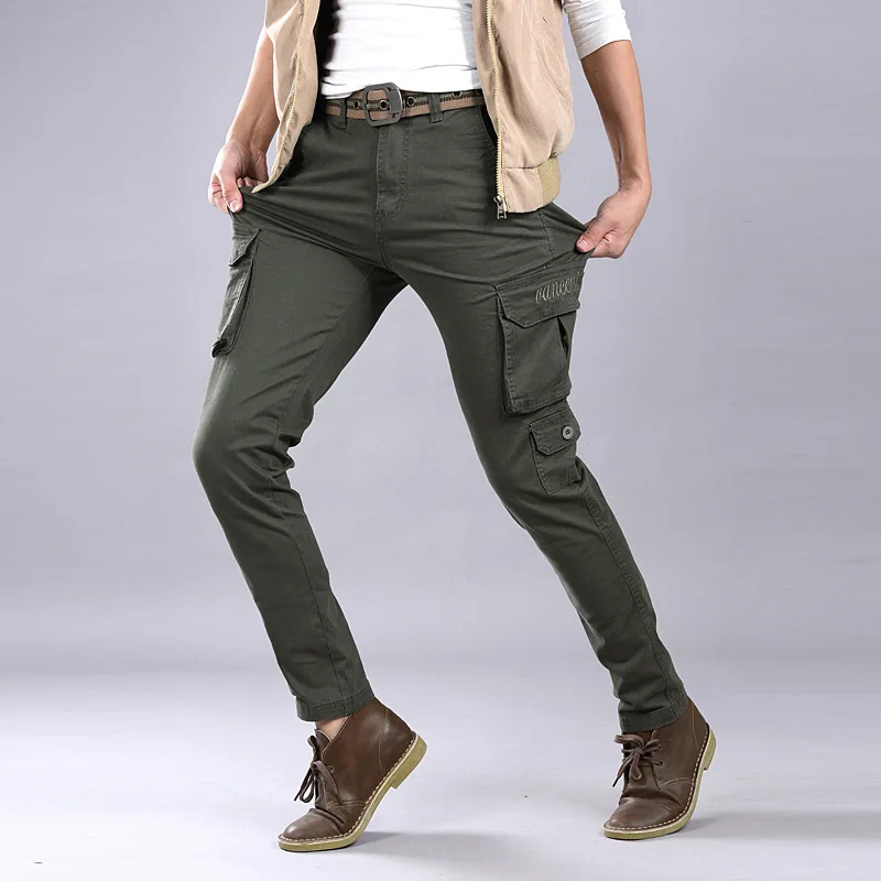 New arrival mens Stretch cotton skinny army green khaki