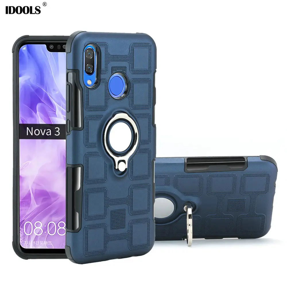 IDOOLS Luxury Case for Huawei Nova 3 Nova3 Armor TPU+PC Phone Back Cover Bags Cases Coque With Finger Ring |