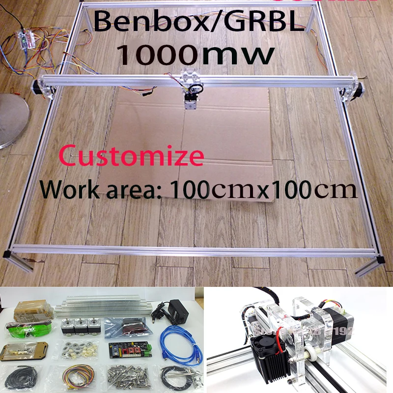 Fancy laser carving 1000mw 100*100cm area mini DIY laser engraving machine/IC marking/laser printer/carving work Fastship by DHL