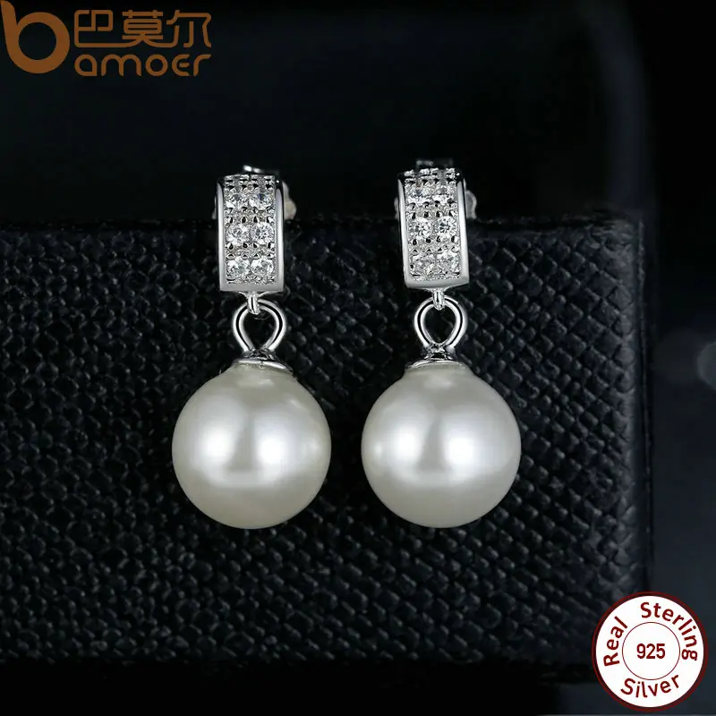 Drop Earrings Fine Jewelry Female Drop Earrings with Pearls Earrings 925 Sterling Silver Jewelry Mother’s Day Gift SCE006