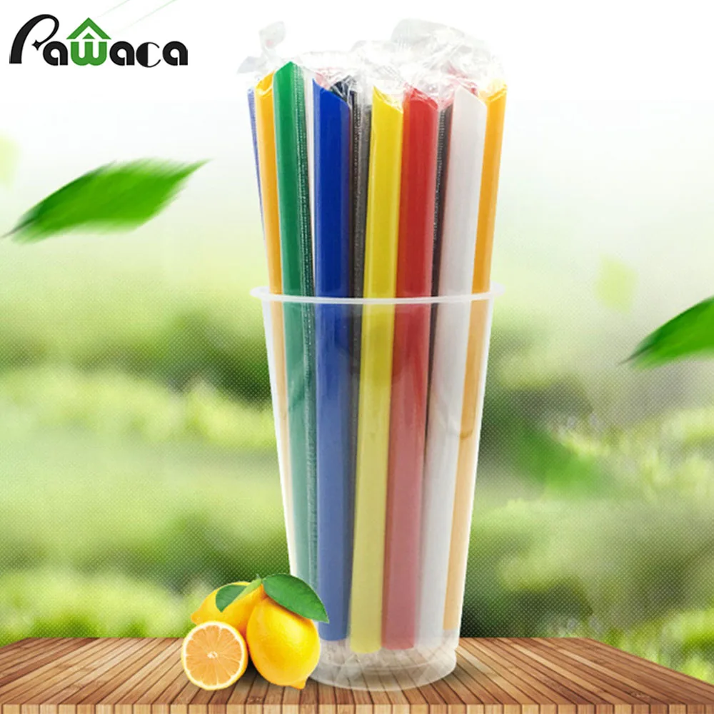 50Pcs/Pack Multicolor Milk Tea Drinking Straws Reusable Food Grade PE