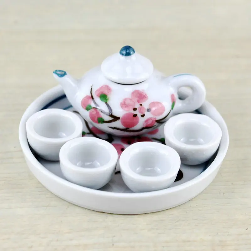 مصغرة لطيف الكرتون السيراميك الشاي مجموعة لعب الأطفال نتظاهر محاكاة الأثاث النمط الصيني لعب للأطفال والترفيه