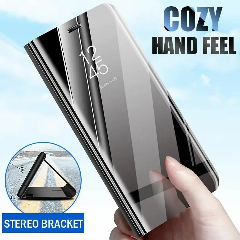 

Mirror Smart Case For LG G8 ThinQ Case Clear View PU Leather Shockproof Kickstand Flip Cover For LG G8 ThinQ Alpha Case