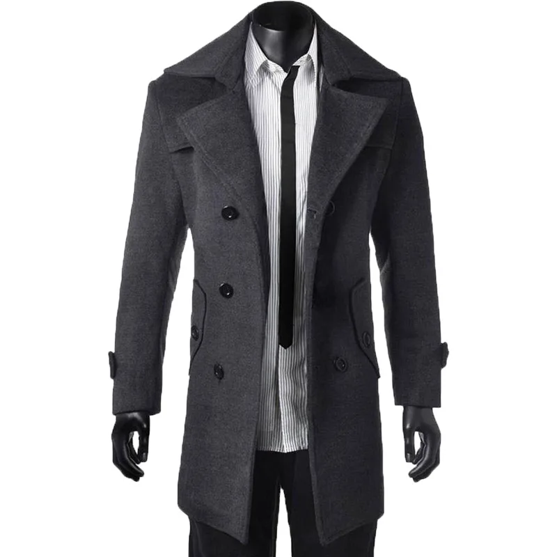Men Wool Coat 2017 Brand Design Winter Long Wool & Blends