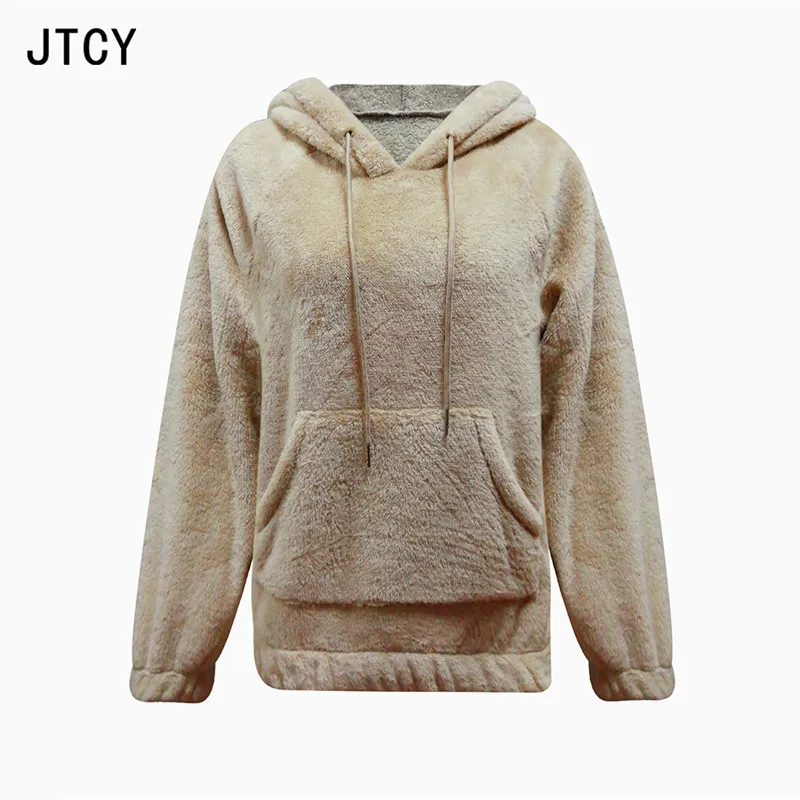 Faux Fur Oversized Fluffy Hoodie Autumn Winter Casual