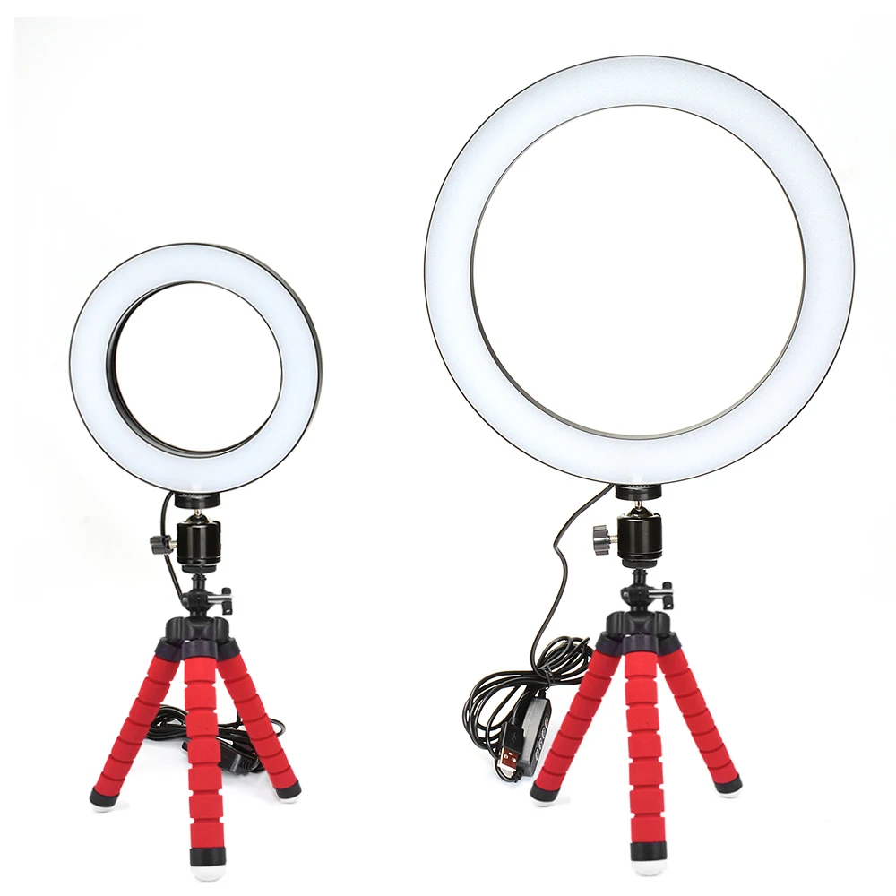 Photography LED Selfie Ring Light 16/26cm three-speed Stepless Lighting Dimmable With Cradle Head For Makeup Video Live Studio