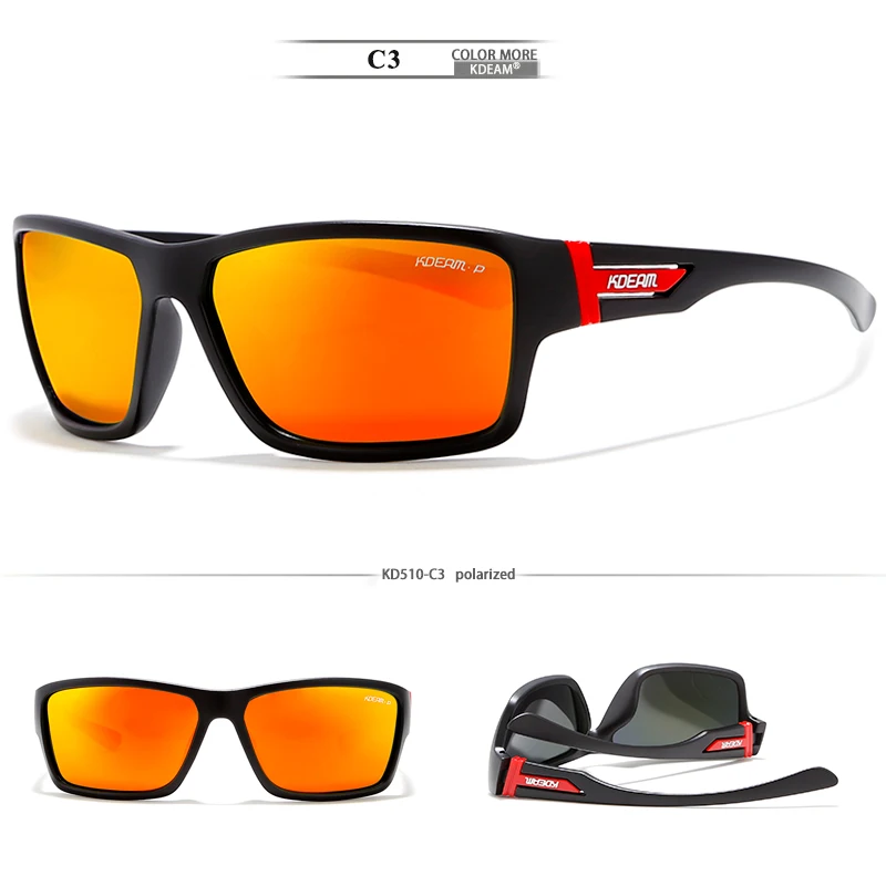 Прямоугольная форма Kdeam светильник солнцезащитные очки для мужчин поляризационные фирменный логотип солнцезащитные очки occhiali da sole uomo polarizado с коробкой - Цвет линз: C3