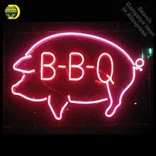 BBQ свинья неоновый знак для магазина Декор неоновые вывески Настоящая стеклянная трубка неоновые огни Отдых Ресторан окна знаковая неоновая надпись свет лампы