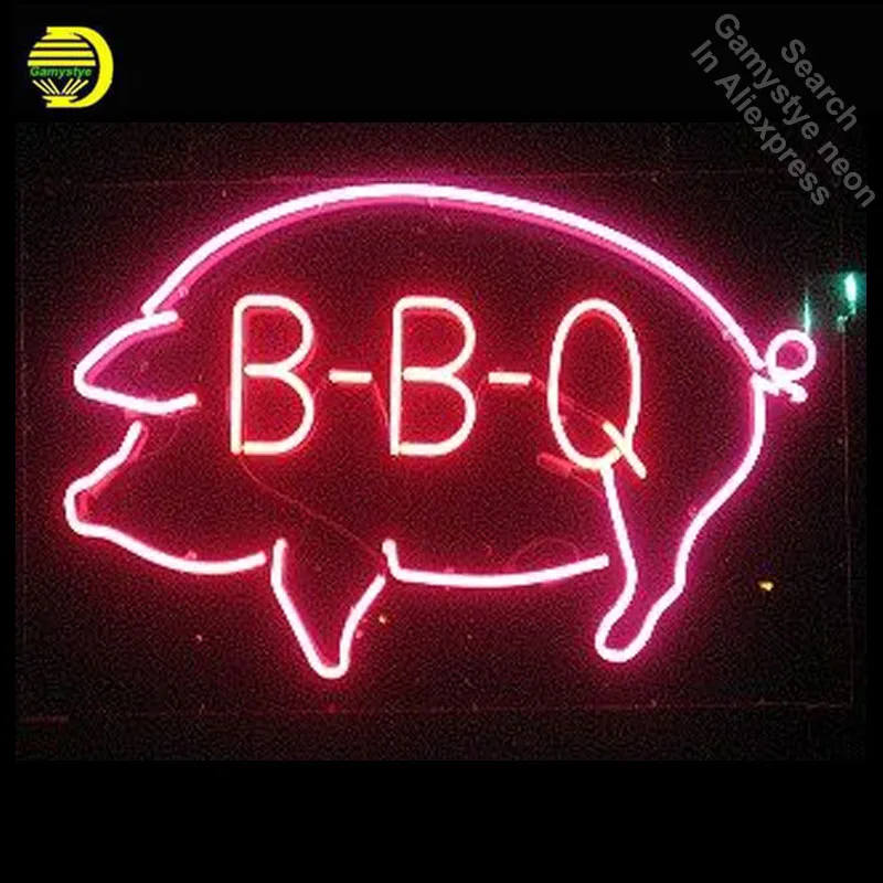 BBQ Pig Neon Sign Shop Decor neon Signs Real Glass Tube neon lights Recreation Restaurant Windows Iconic Sign Neon Light LAmps
