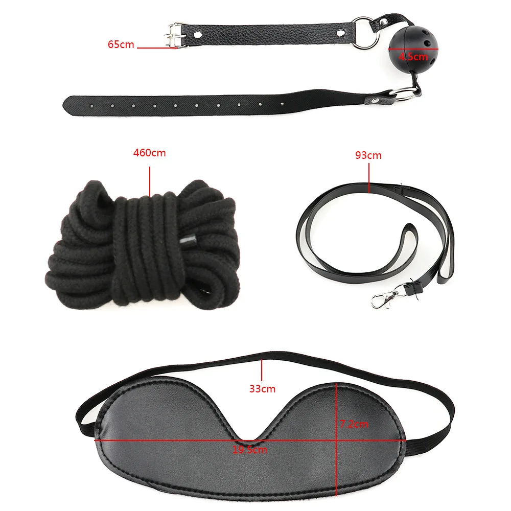 New arrival Leather Bondage Restraints Bdsm Set Funny Toy Slave Adult Love Games Sexy Mask Paddle Handcuffs Rope Bondage Kit