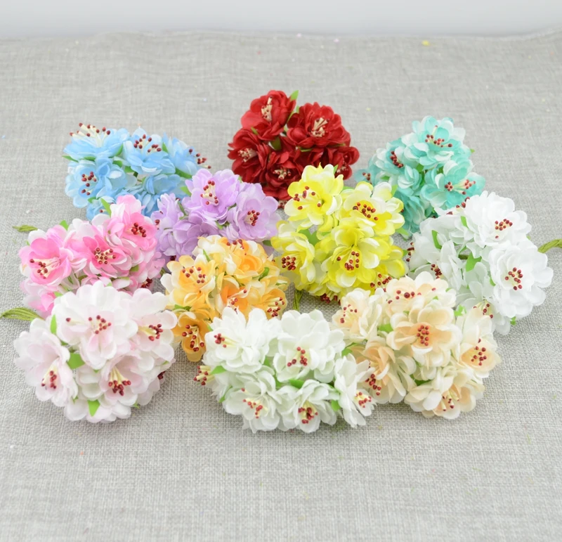 

6pcs Silk Stamen Daisy Artificial Flowers handmade flowers Wedding Car Decoration Scrapbooking Decorative Wreath Fake Flowers