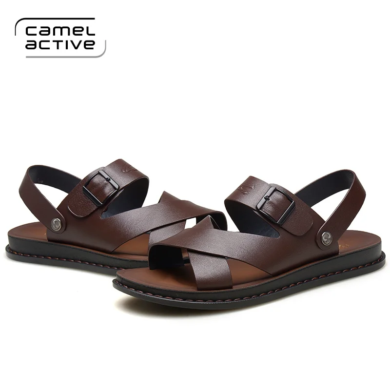 Camel/мужские сандалии для активного отдыха; сандалии из натуральной кожи; Мужская модная удобная Брендовая обувь для отдыха; мужские пляжные сандалии