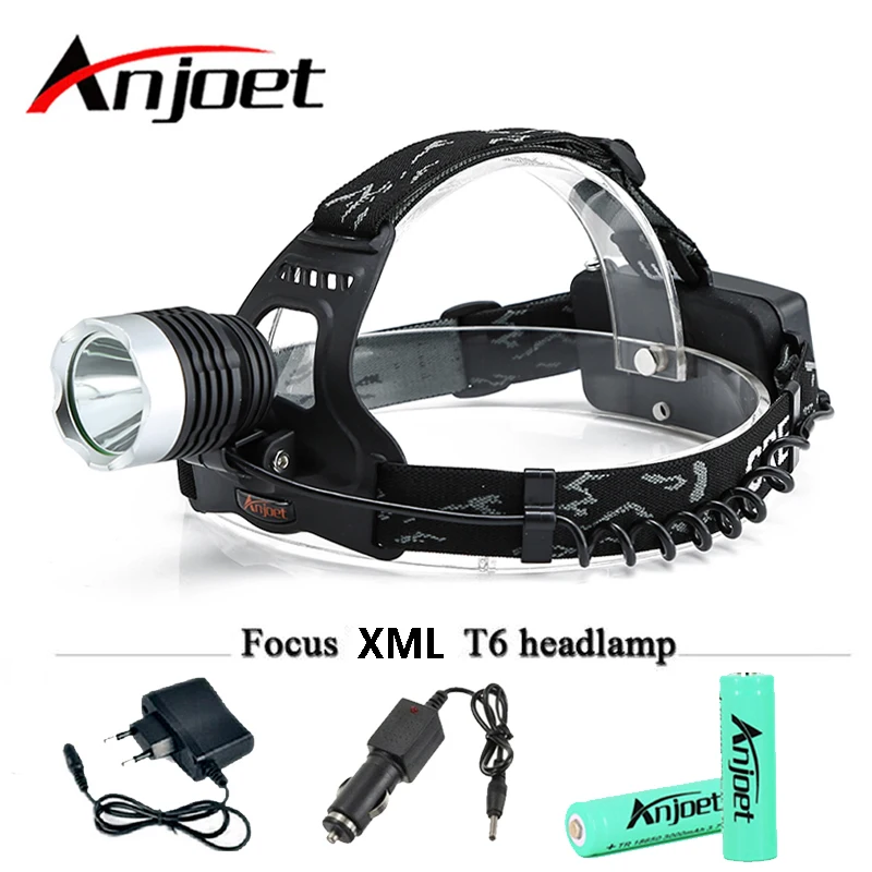 

Anjoet Power lantern 2000 lumens XML T6 headlamp LED headlight Flashlight frontal torch waterproof 18650 Rechargeable battery