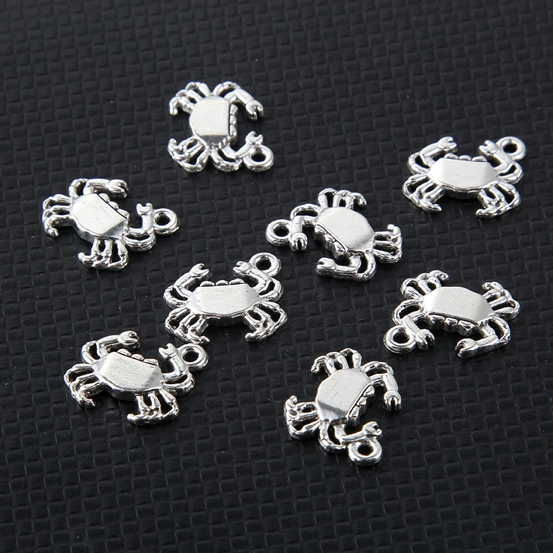 

10PCS Antique Silver crab animal beads Charms Alloy Pendants fit bracelet Jewelry DIY Making