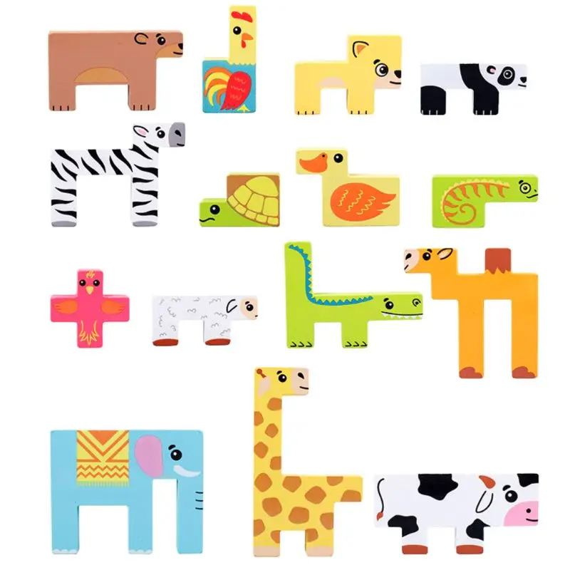 1 Набор 3D деревянные головоломки животных игрушки для детей Детские игрушки для младенцев игрушка для обучения подарки