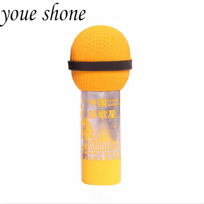 

1Pcs Cute Cartoon Stationery Rubber Creative Microphone Eraser Pencil Sharpener 2 in1 Combination Office Supplies School supply