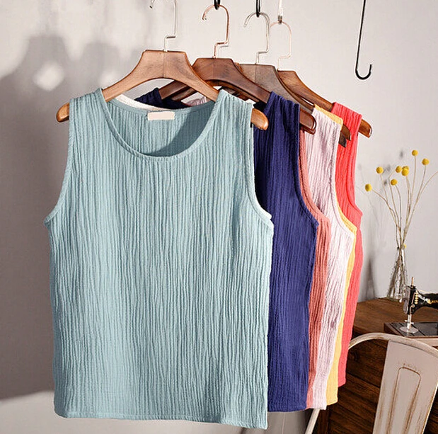 

2019 New Summer Sleeveless Linen Cotton Loose Women Tanks Soft Conforatble Vest Hot Top,plus size cotton vest 4XL 5xl 6XL