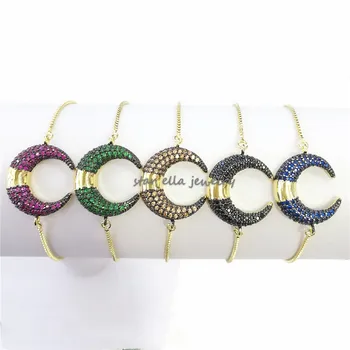 

10pcs/lot 2019 New Jewelry Gold Colored Moon Link Chain Bracelet Adjustable Fahion Jewelry