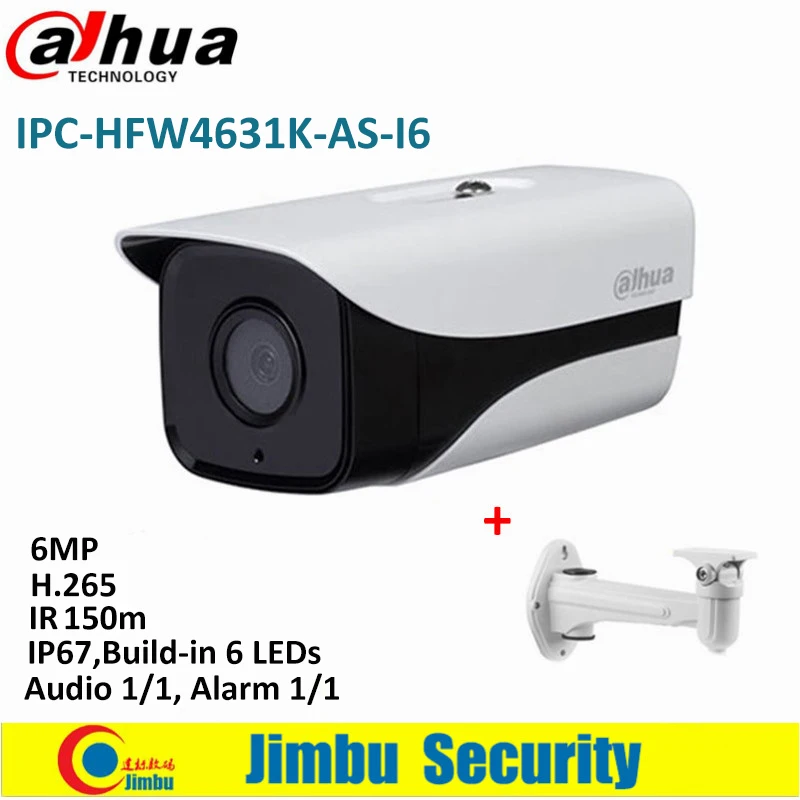Dahua IP Camera 6Mp Stellar Bullet IPC-HFW4631K-AS-I6 H.265 IR150m built-in SD Card Audio Alarm interface IP67 POE CCTV Camera dahua ipc hfw4631k as i6 6mp ip camera built in sd card slot audio alarm interface ip67 ir150m poe camera internet camera