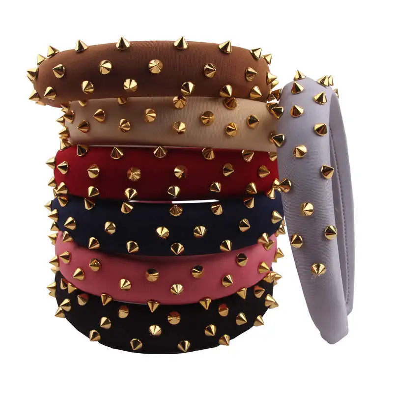 

Bezel Fashion Rivet Hairbands Women Sponge Headband Wide Hair Accessories Head Band Sponge Hair Hoop
