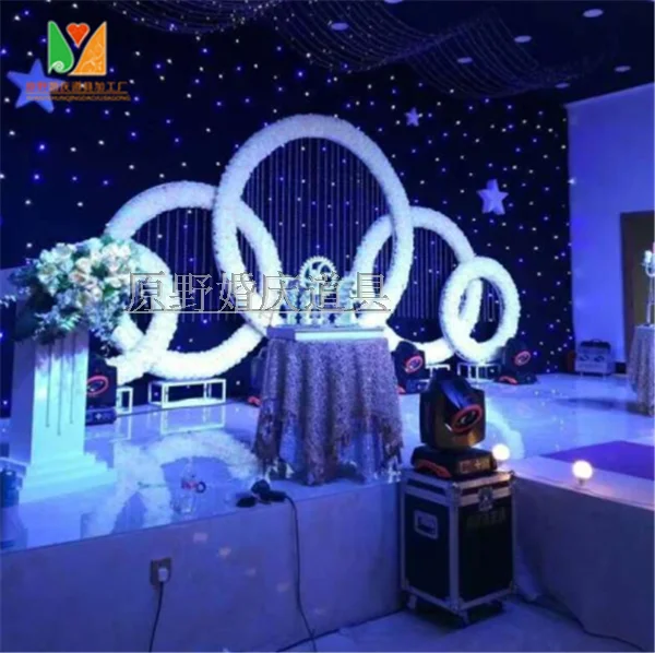 

Wedding party stage background walls flower stands frame garland with flowers