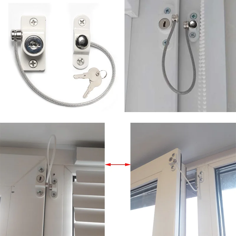 

New Baby Safety Lock Child Window Restrictor Security Lock Kids Safety Cable Lock Prevent For Childen Falling Window Locks