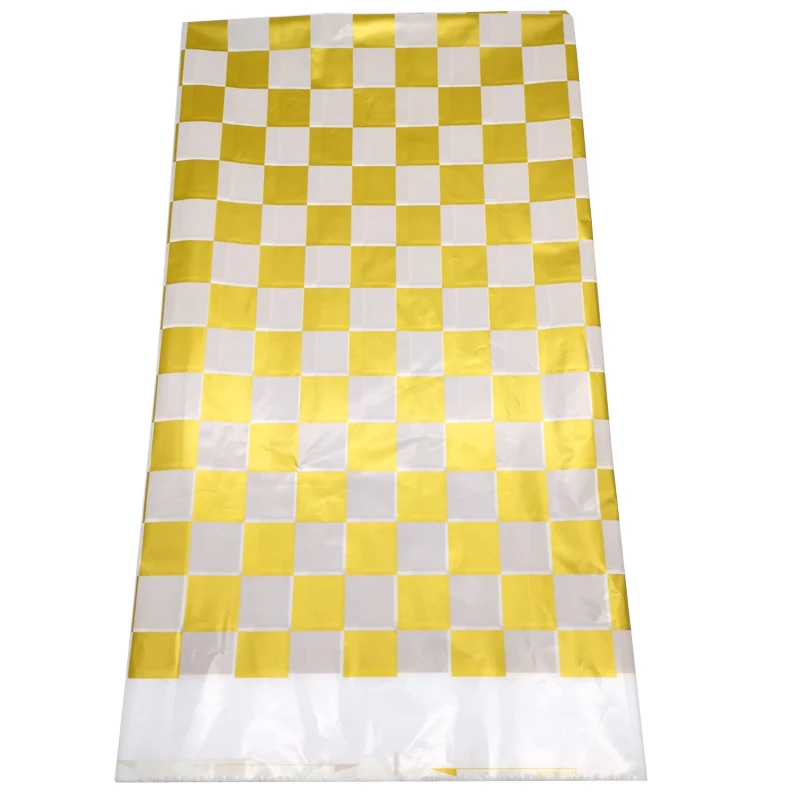 

Birthday Party Decorate Gold and White Square Lattice Theme Table Cover Baby Shower Plastic Tablecloth Kids Favors Map 1pcs/lot